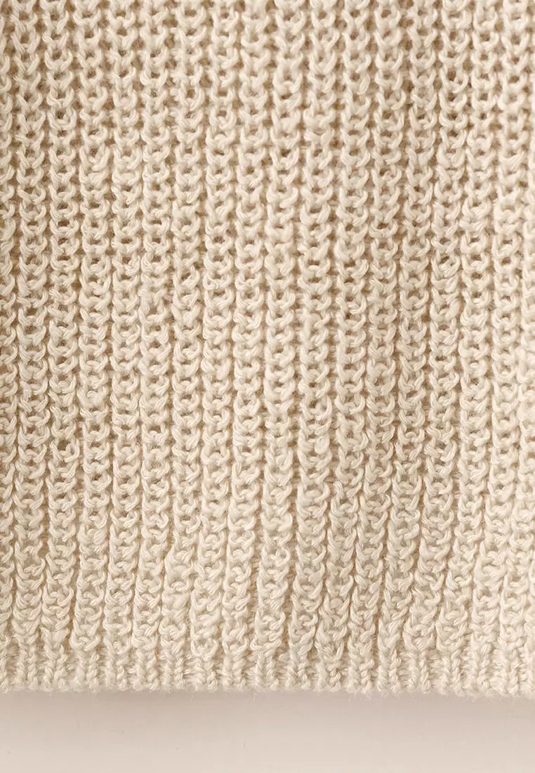 V-Neck Openwork Knitted Sweater