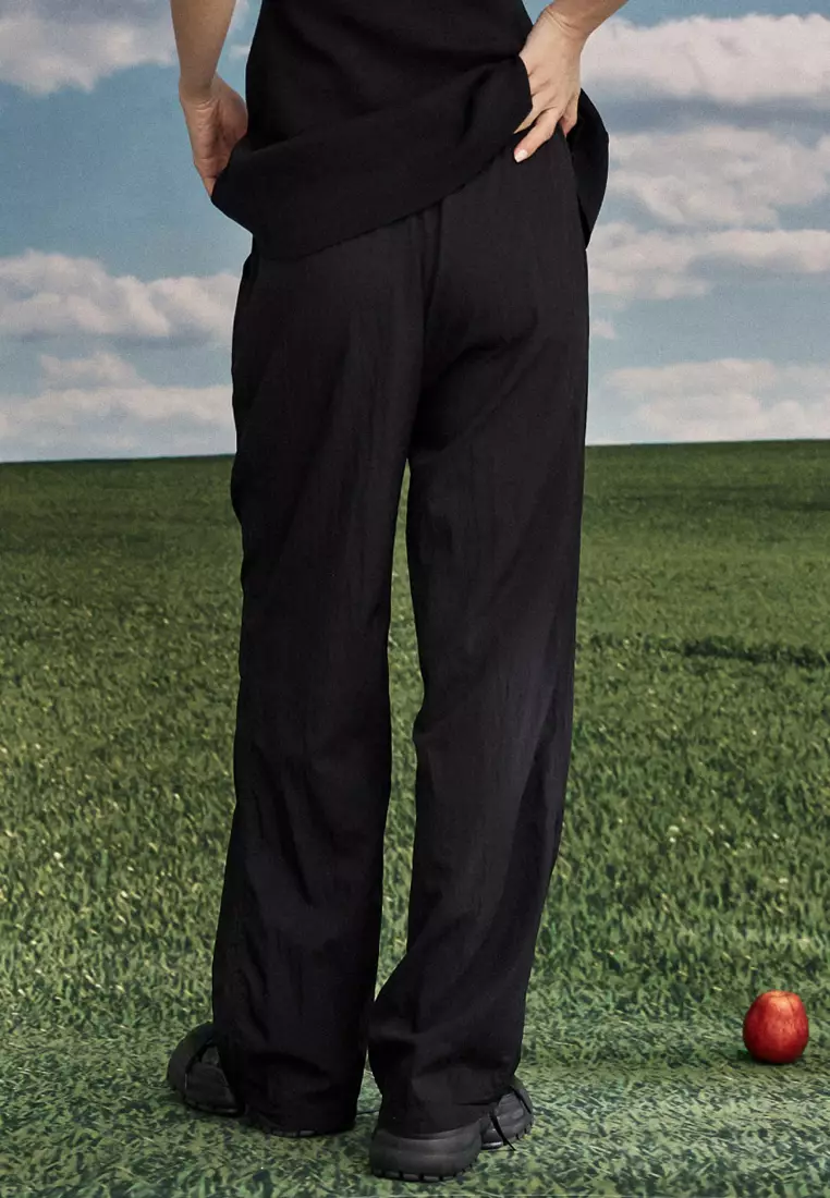 Pleated Crushed Ice Cool Wide Leg Pants