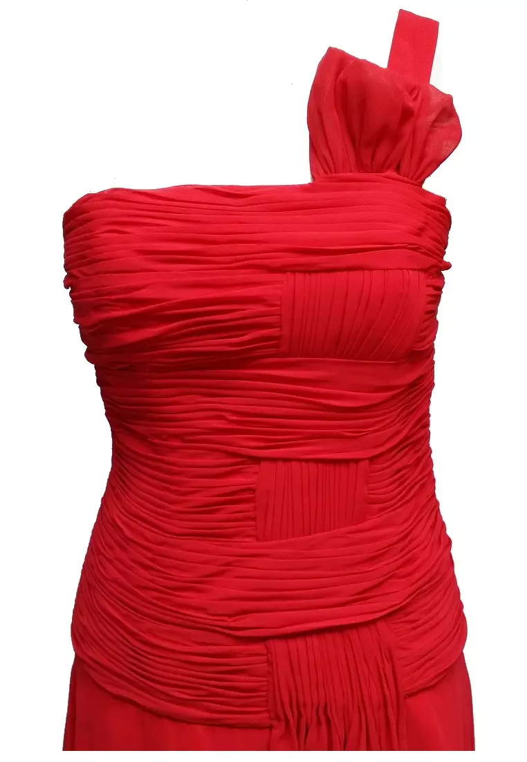 ANNE F Feminine Single Shoulder Tiered Polyester Chiffon Dress 2026 | Buy  ANNE F Online | ZALORA Hong Kong