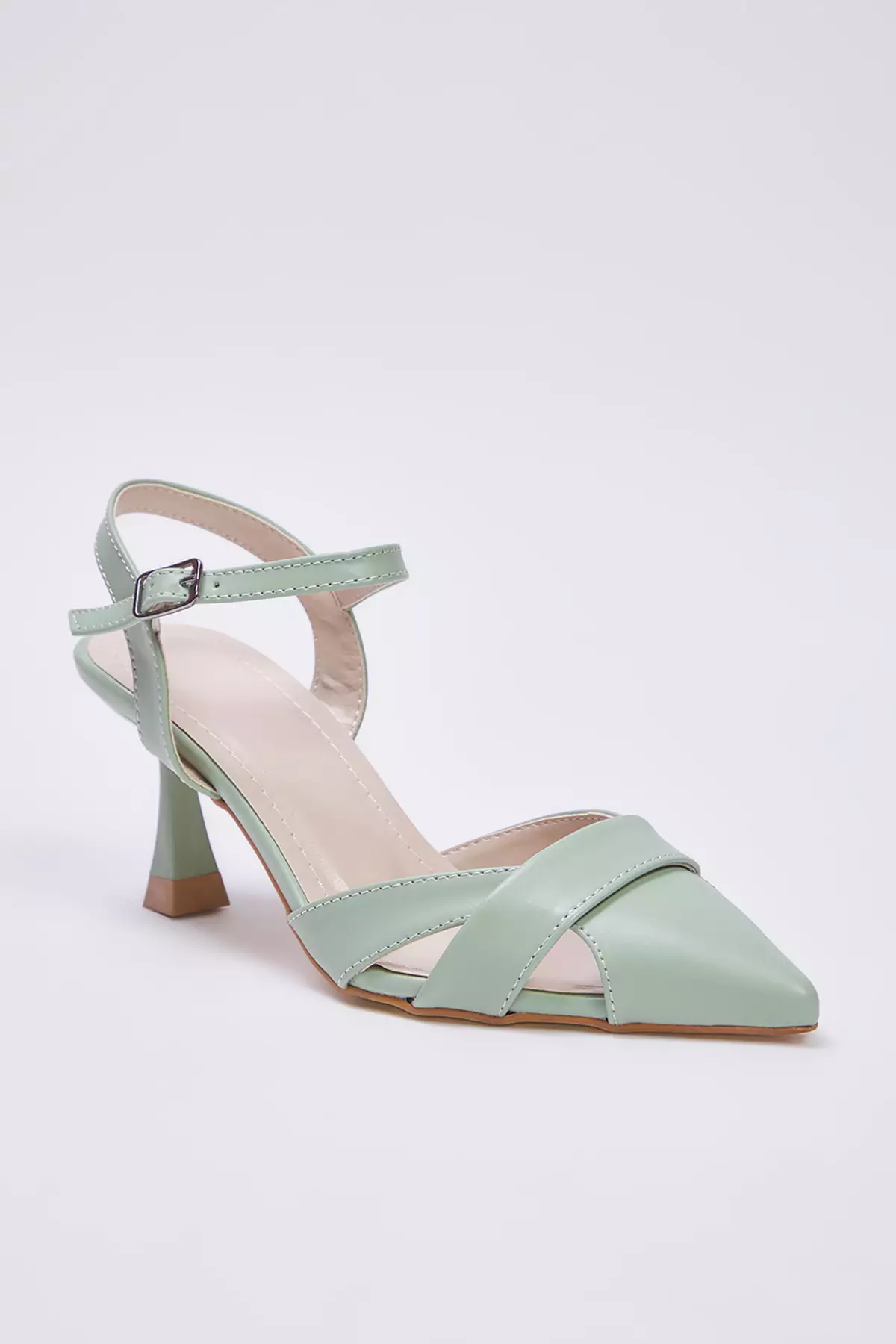 Mint Cut Out Detail Pointed Toe Women's Classic High-Heeled Shoes Takss25To00029