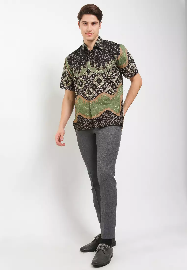 Kawung Kemeja Batik Premium Pria Casual Modern Lengan Pendek
