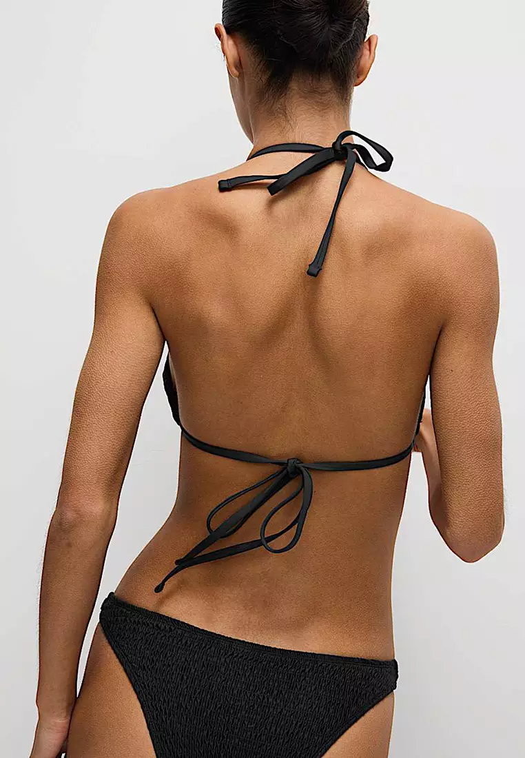 Shirred Halterneck Triangle Bikini Top