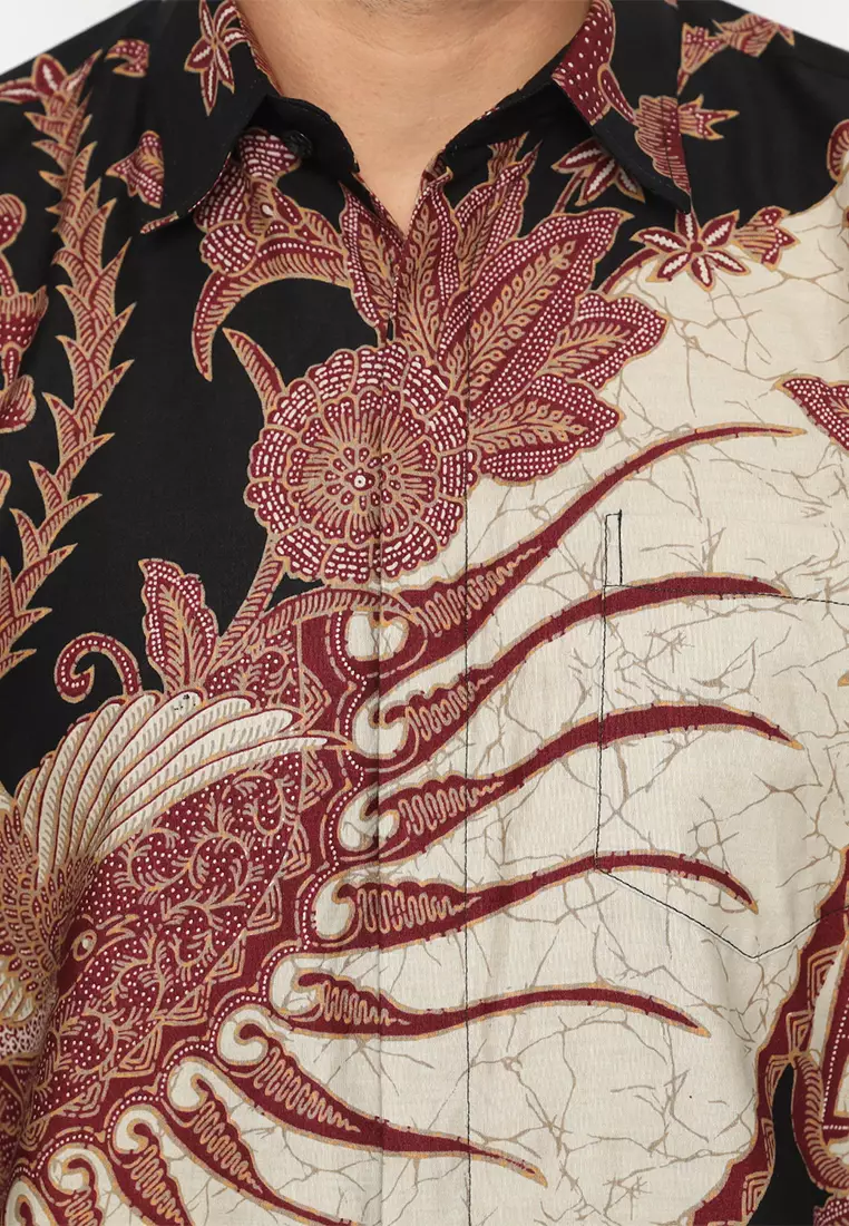 Kemeja Batik Slimfit Janggala - Black/Maroon