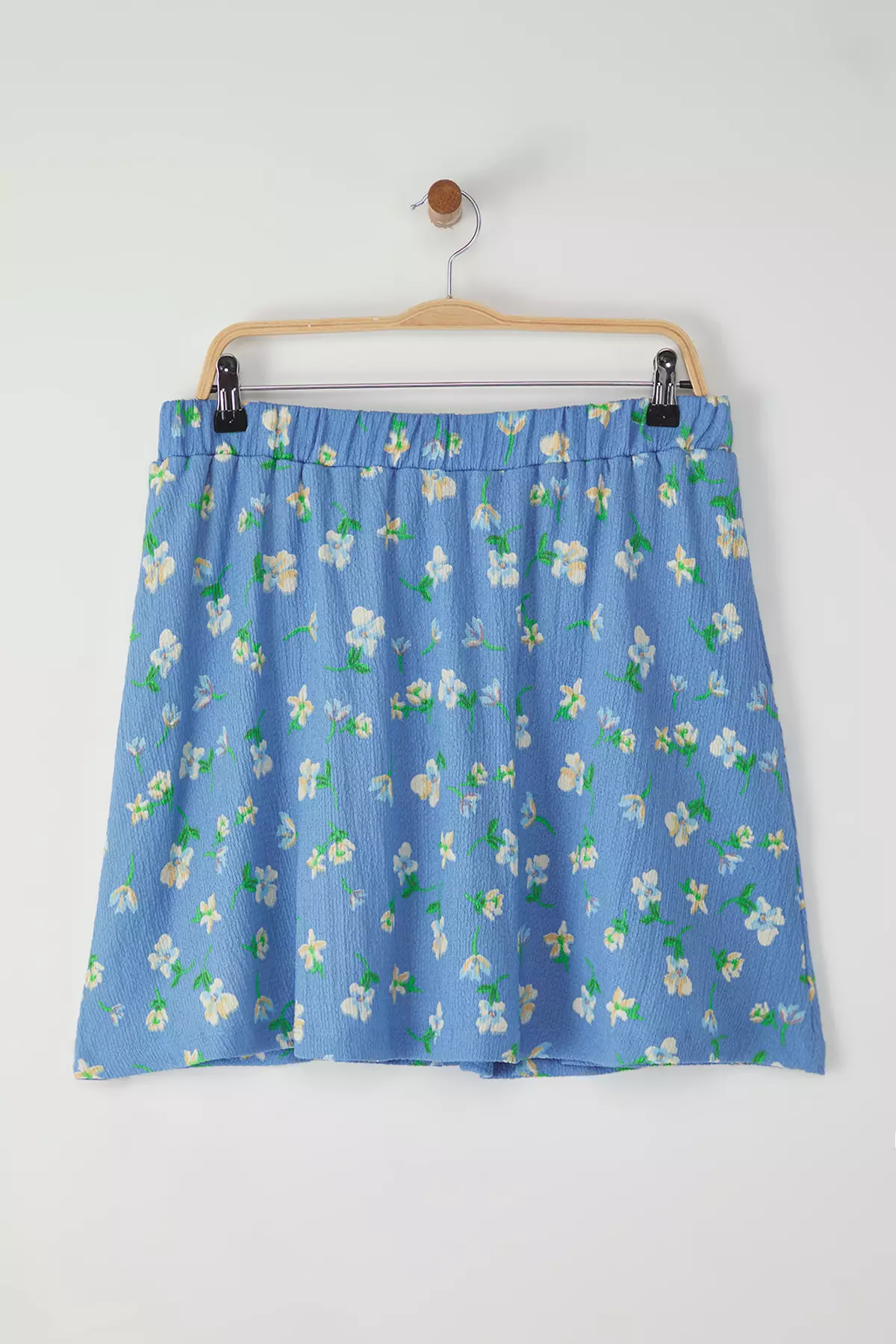 Blue Floral Pattern Large Size Shorts Skirt Tbbss25Ap00025