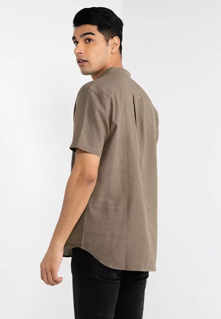 Linen-Cotton Short Sleeve Shirt