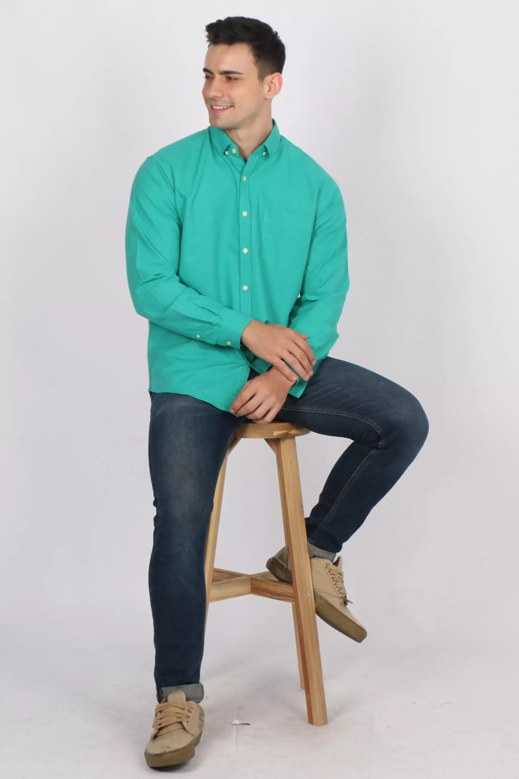 Kemeja Pria Cotton Long Sleeve 913 Green