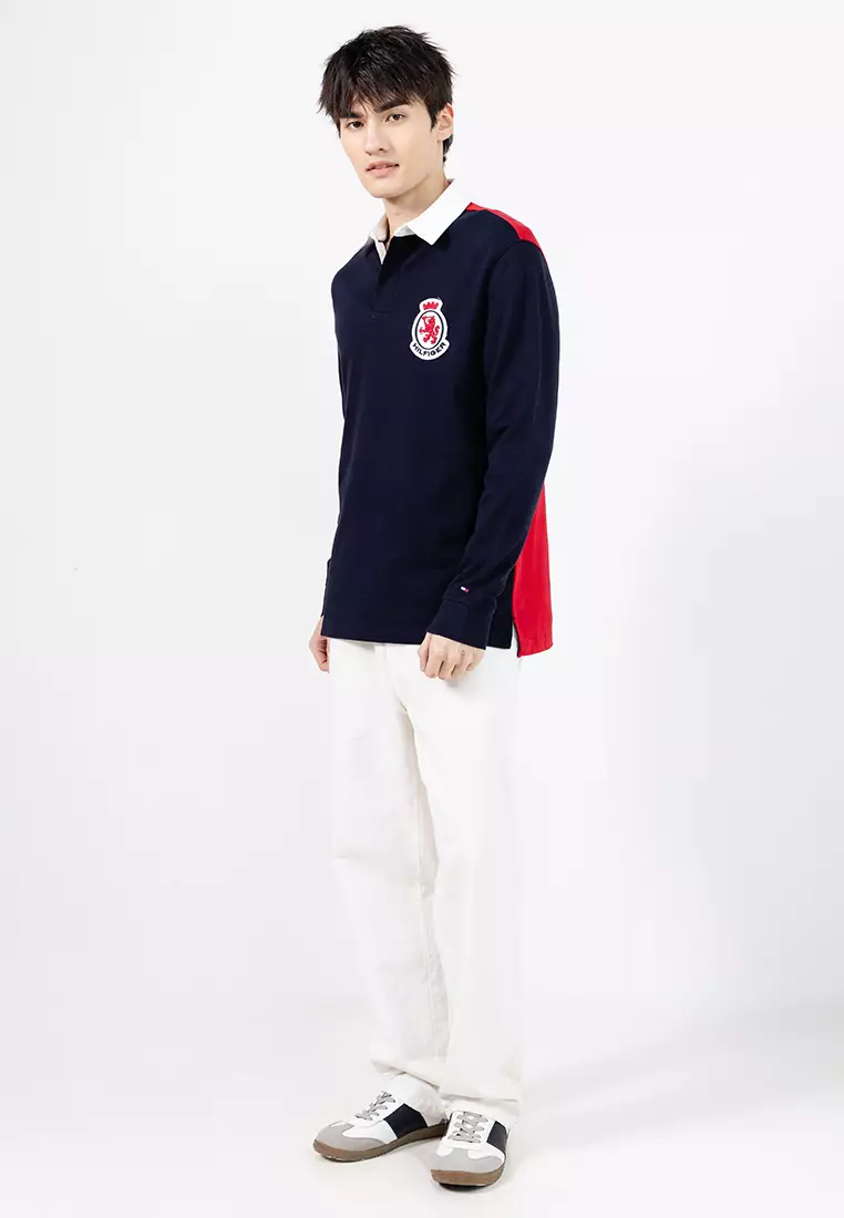 Colour-Blocked Relaxed Rugby Polo Shirt - Th Mainline