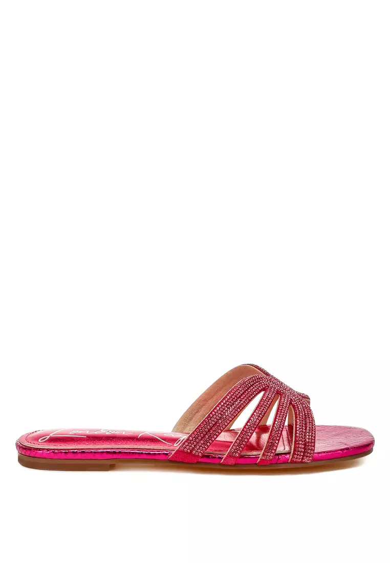 Discount on London Rag  shoes - SKU: Fuchsia Rhinestone Cut Out Flats