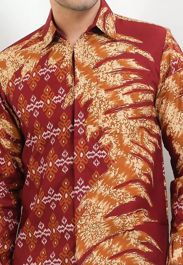Songket Kemeja Batik Exclusive Premium Pria Casual Modern Lengan Panjang
