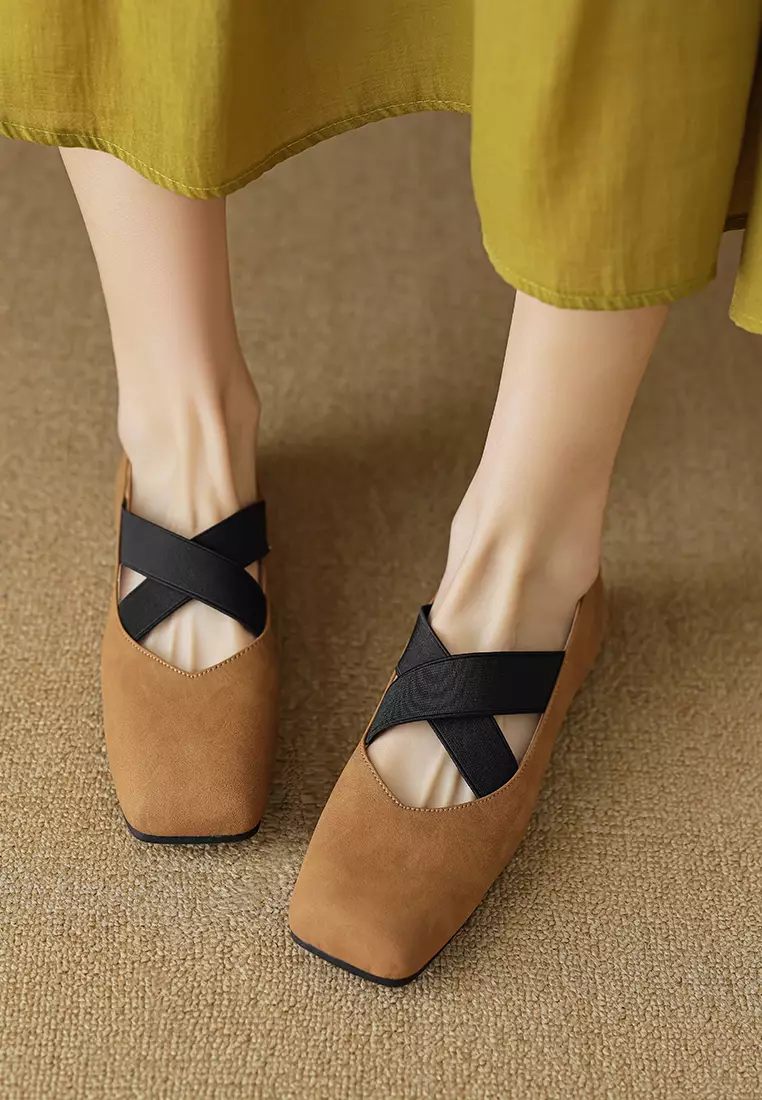 交叉搭帶方頭芭蕾舞鞋 WW8929-3