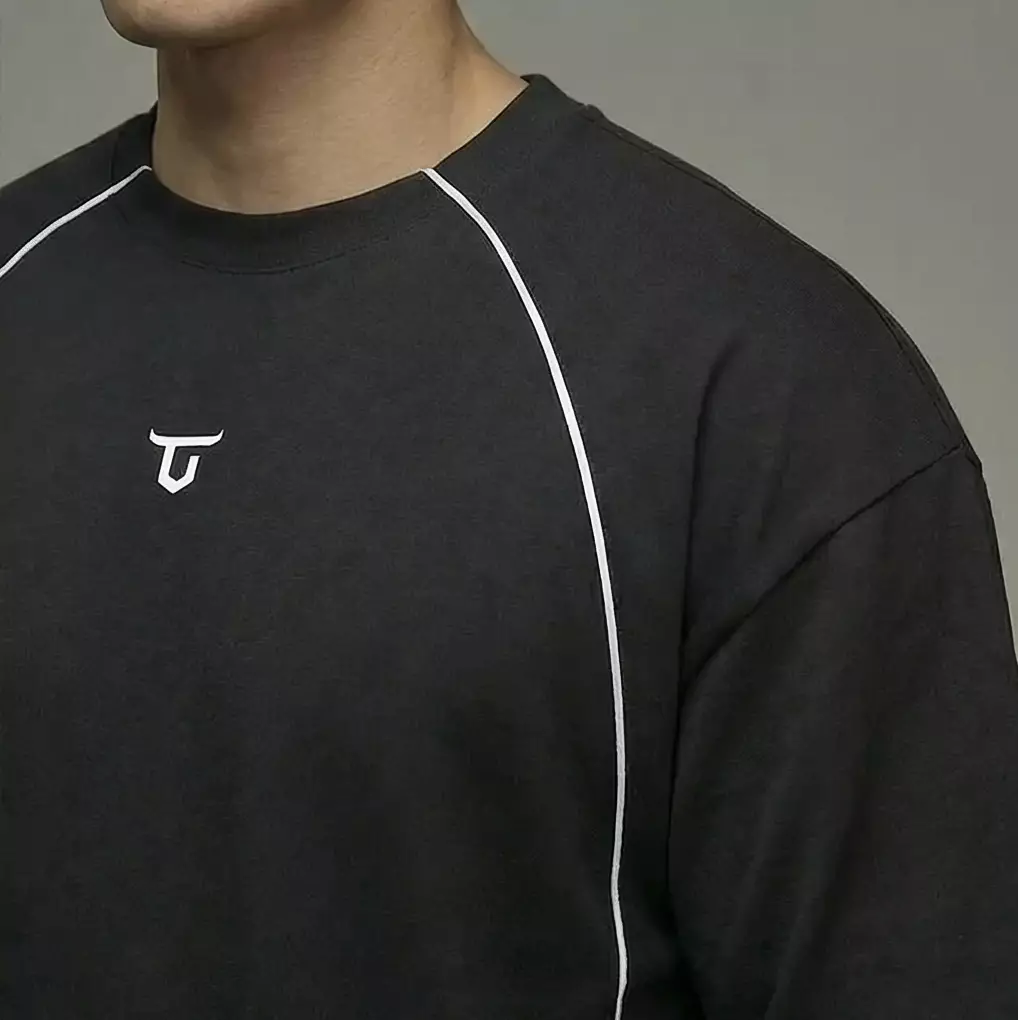 THIRDDAY Kaos Oversize Gym Piped Tracktop Cotton Hybrid 240gsm hitam MTZ07