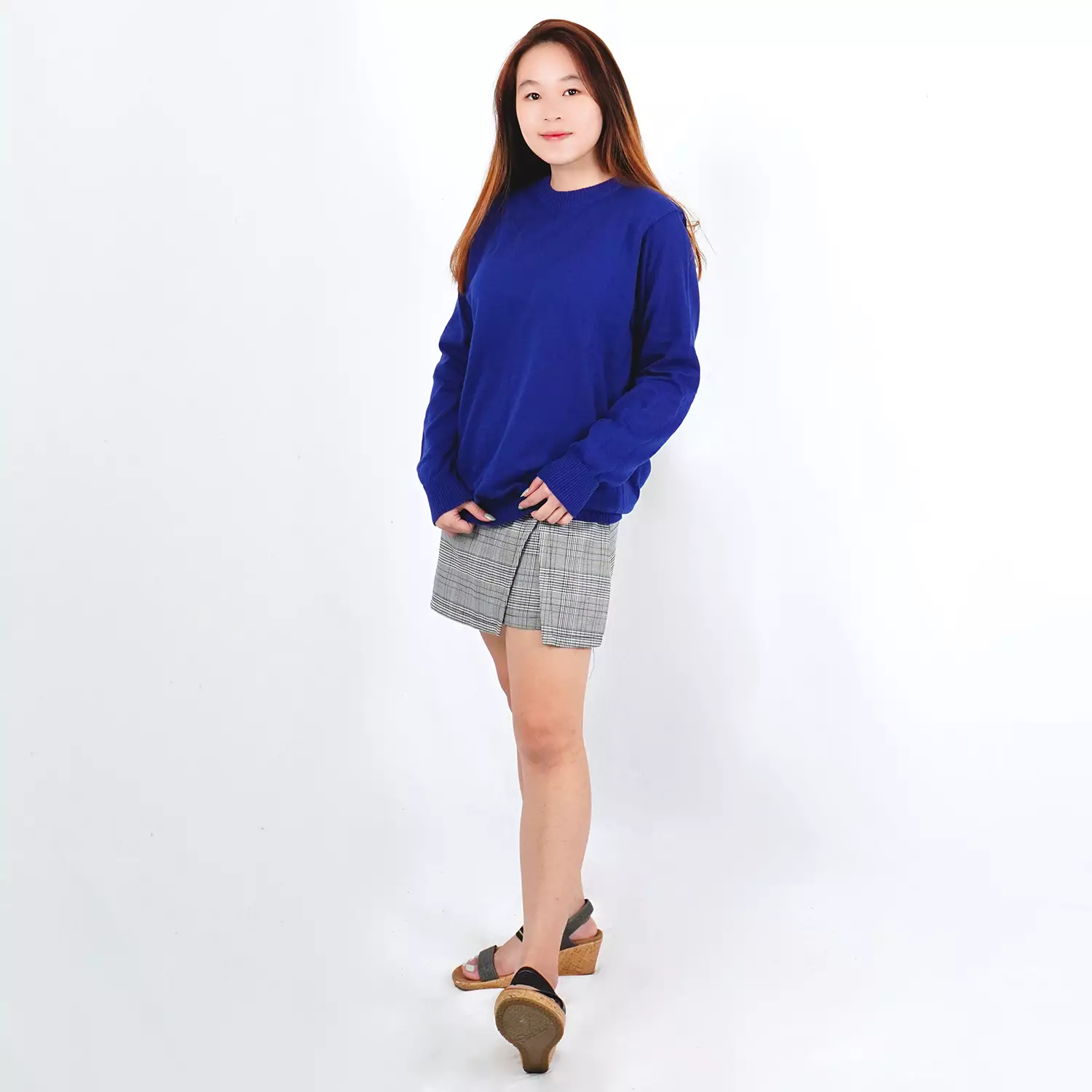 ONIE Sweater Wanita Sweater Rajut Wanita Leher O Neck Sweater Wanita - BIRU BENHUR