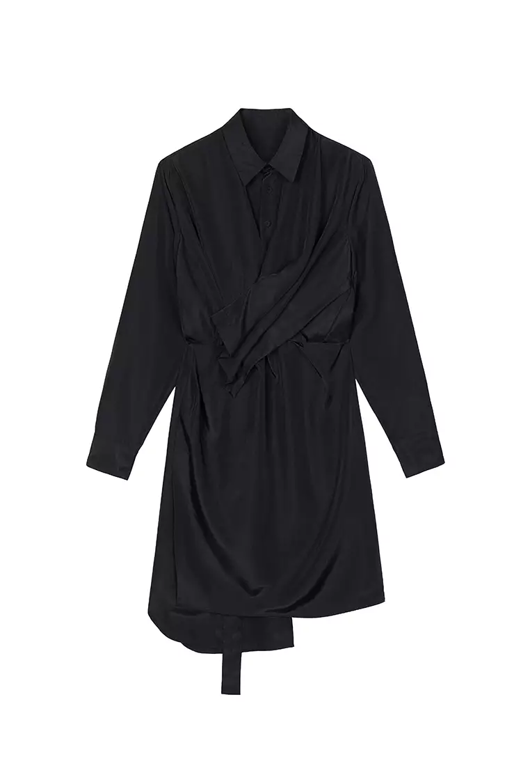 Plain Weave X-Line Loose Everyday Casual Long Sleeve Dress