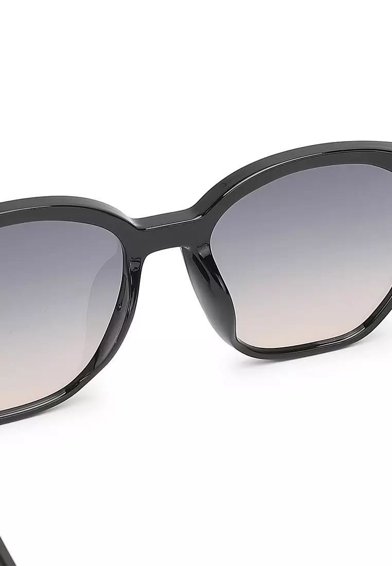 Unisex Fashion Sunglasses - Glossy Black / Grey-Orange