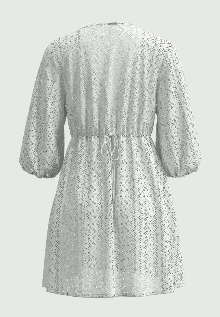 Crochet白色勾針編織 V領沙灘裙