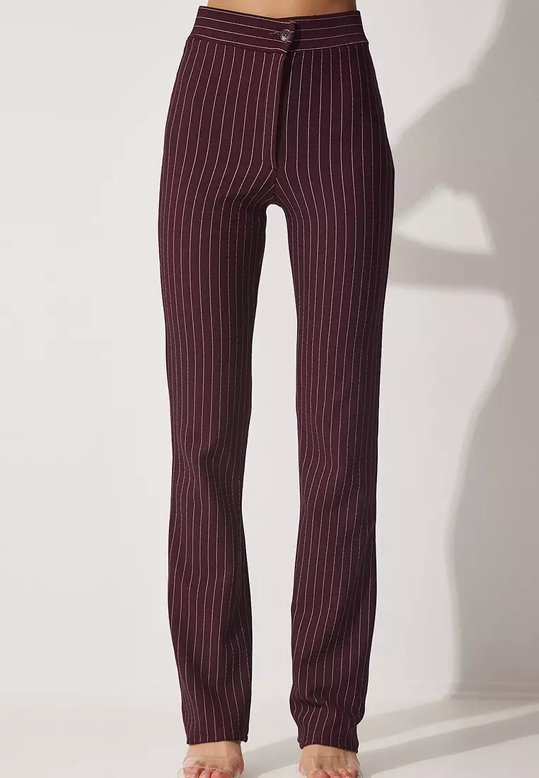 High Waist Striped Trousers