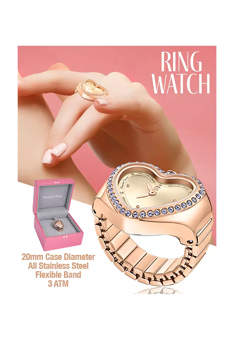 Jam Tangan Ring Wanita Alexandre Christie AC 2B05 LHBRGLNPU - Gold Dial - Stainless Steel