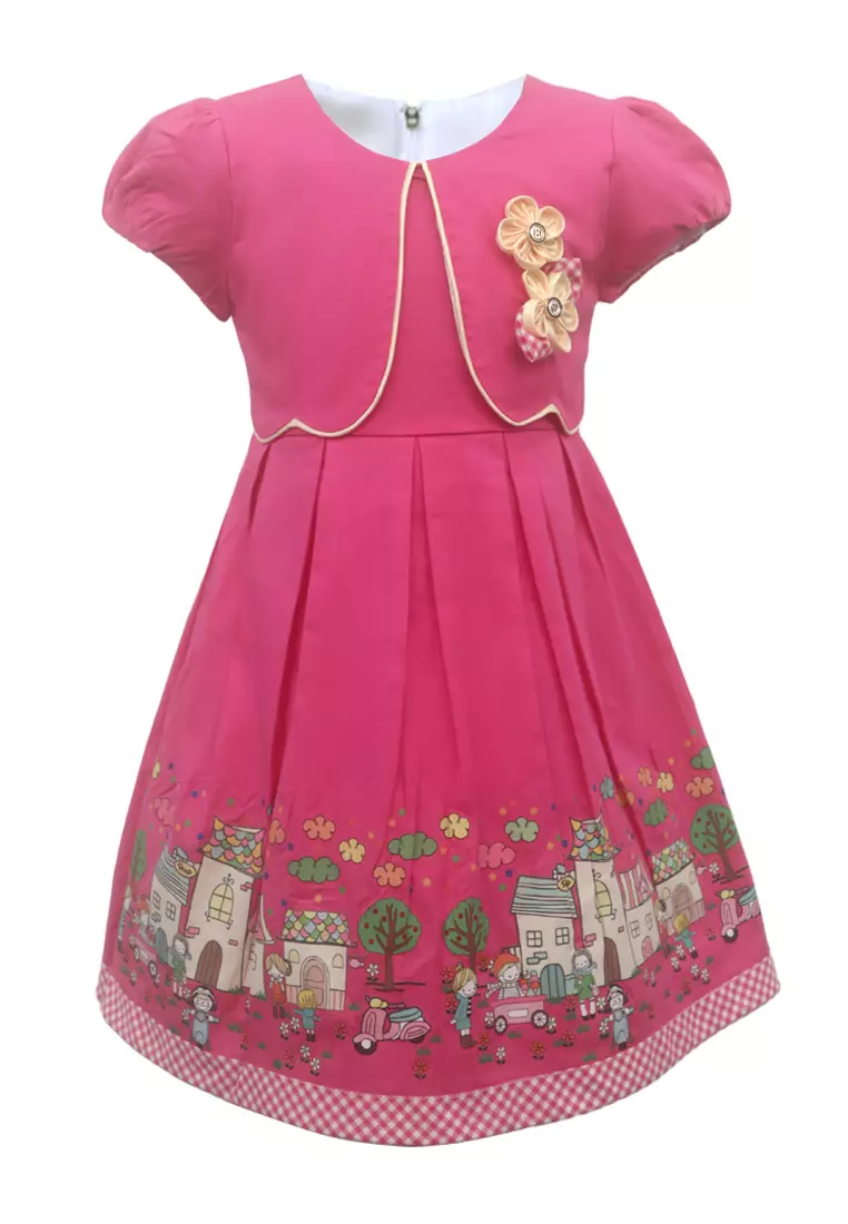 Two Mix Dress Anak Perempuan Bahan Katun Usia 1-12 Tahun 4222