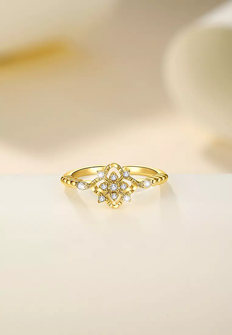 Cincin Wanita Original Flower Bloom  Style Korea Perhiasan Mewah Elegan Cincin Tunangan Cewek Rings
