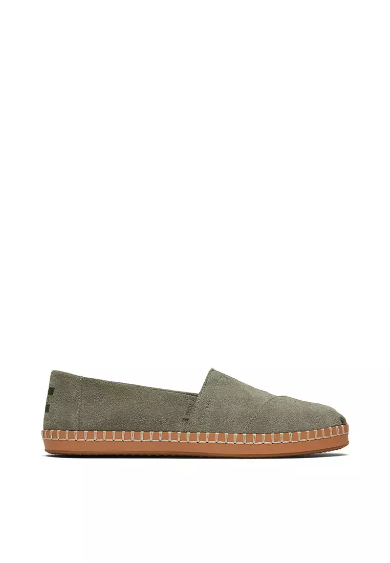 Discount on Toms  shoes - SKU: Espadrille Alpargata Leather Wrap Women - Vetiver Grey Suede Canvas