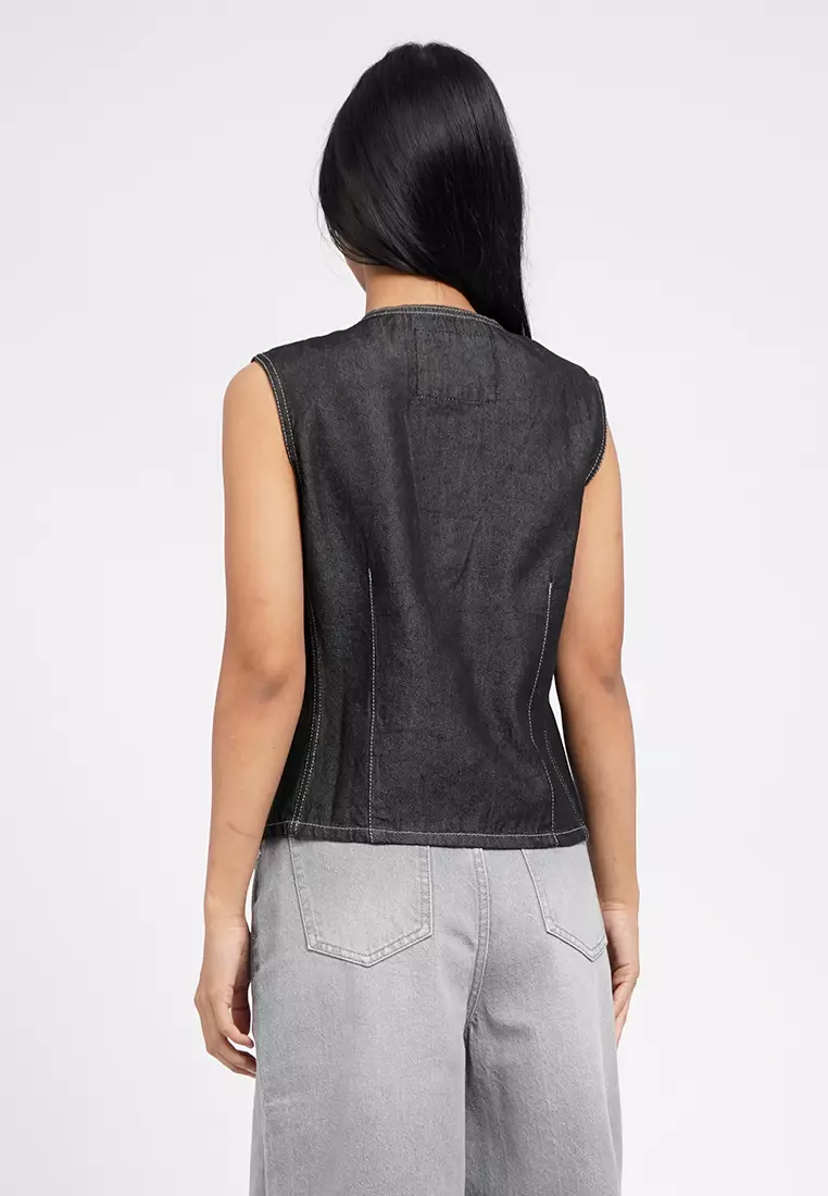 Tirajeans Denim Vest 7-LSLXSEA126A155 Black
