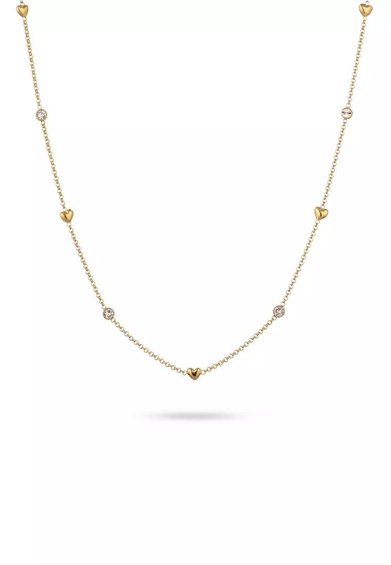 Necklace Delicate Heart Gold Plated Embellished With Crystals By Swarovski®