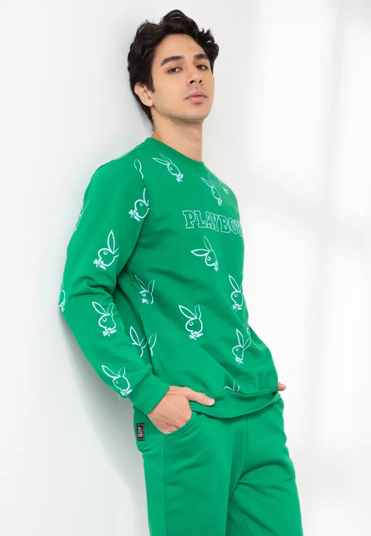 Buy Playboy Apparel Men s Abundant Green Playboy 70th AOP Bunny