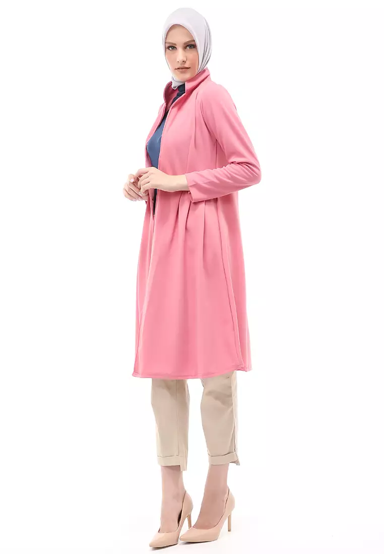 Elena Cardigan Polos Muslimah Atasan Wanita Relaxed Fit - Pink