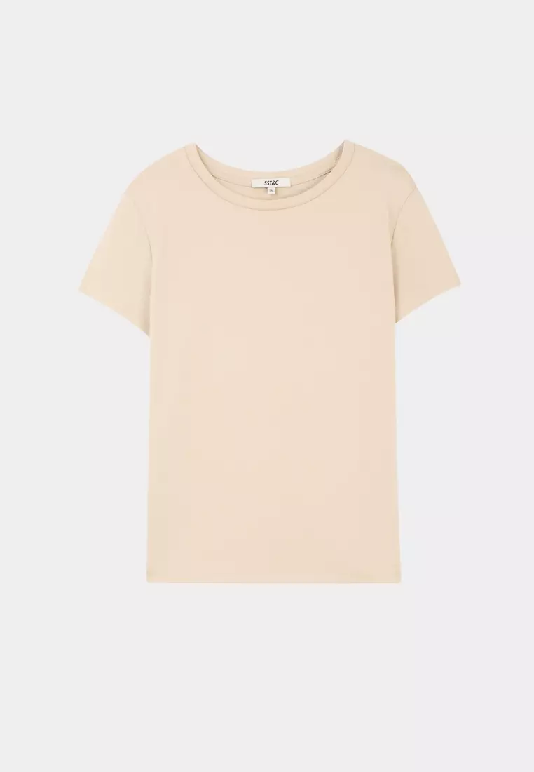Apricot U-neck T-shirt