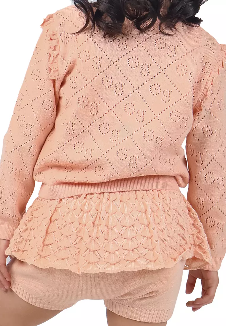 Baby Girls Gs Pointelle Cardi With Ruffles