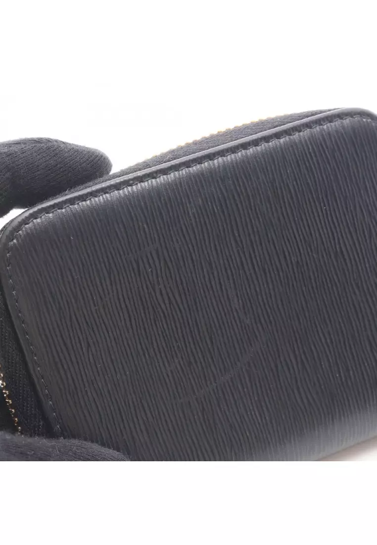 Pre-Loved Prada VITELLO MOVE round fastener coin purse Saffiano leather black