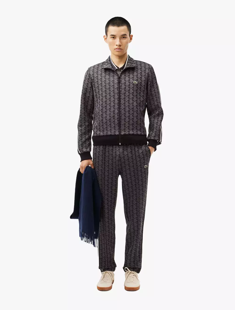 Paris Jacquard Monogram Zipped Sweatshirt - Black