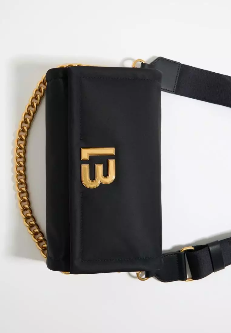 Bimba Y Lola M Black Nylon Flap Bag