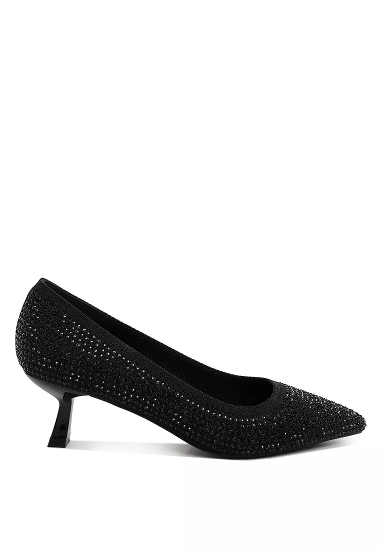 Discount on Rag & CO.  shoes - SKU: Breathable Flyknit Rhinestone Pumps in Black