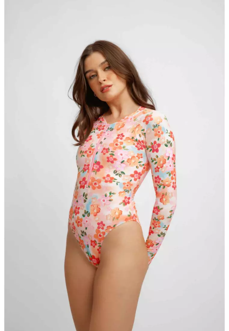 Jenny Long-Sleeve Surf One Piece Swimsuit / Sugarplum