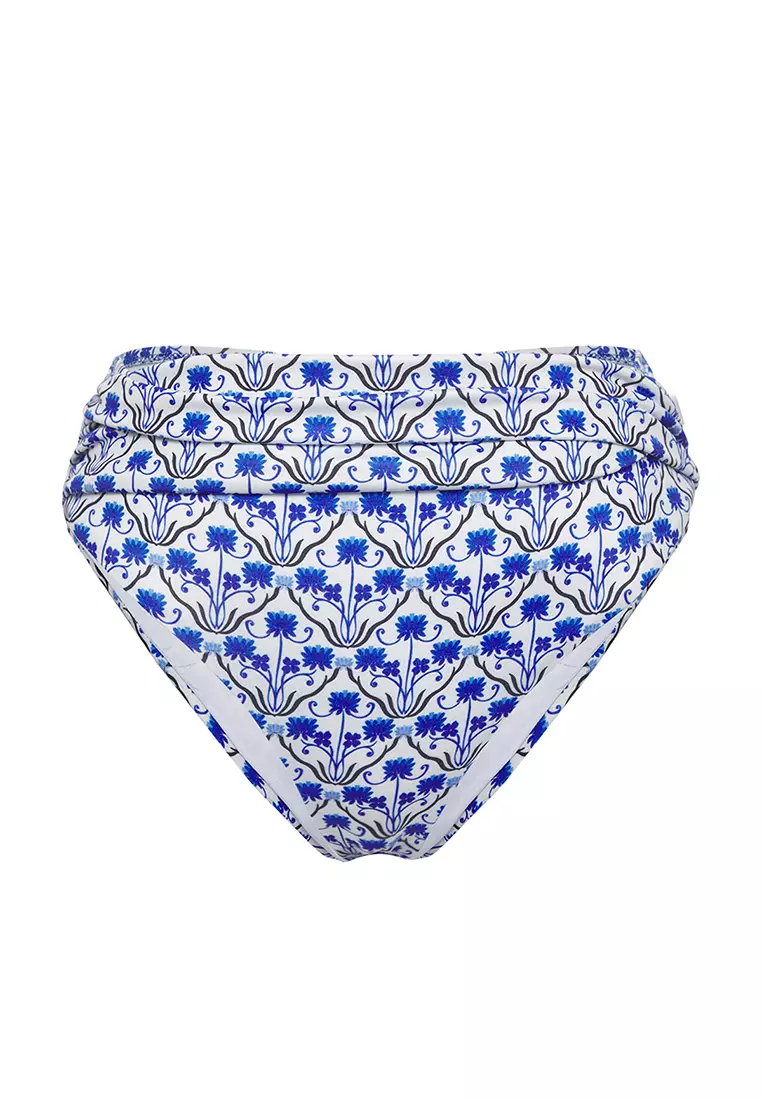 Floral Patterned Knotted High Waist Hipster Bikini Bottom