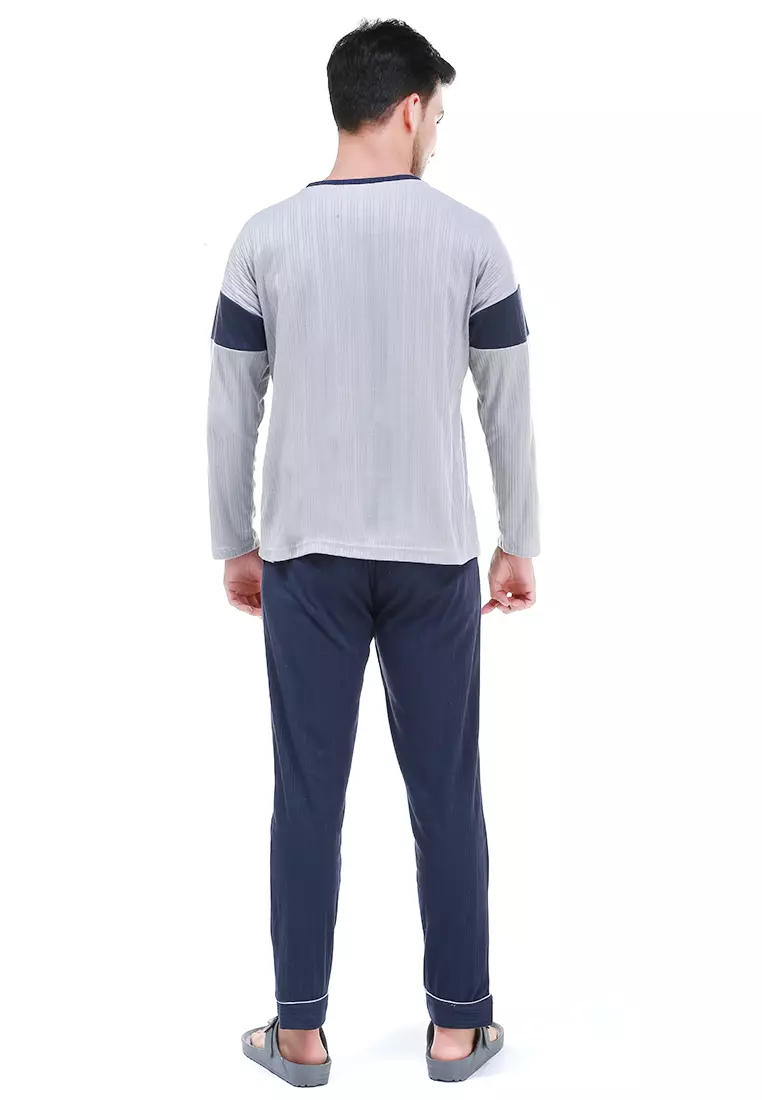 Klicin Setelan Baju Tidur Piyama Pria Good Night One Set Sleepwear Pajamas Material Fabric ORIGINAL - Grey
