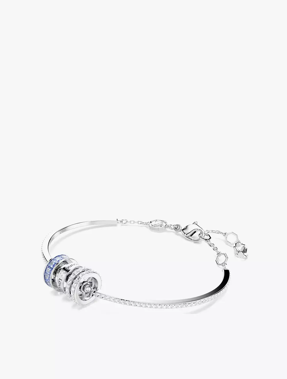 Connexus Bracelet, Mixed Cuts, `Love Is Around`, Blue, Rhodium Plated - M - Blue