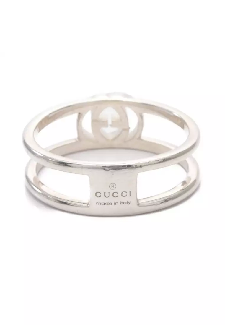 Gucci Pre loved GUCCI Interlocking G slim open band ring ring