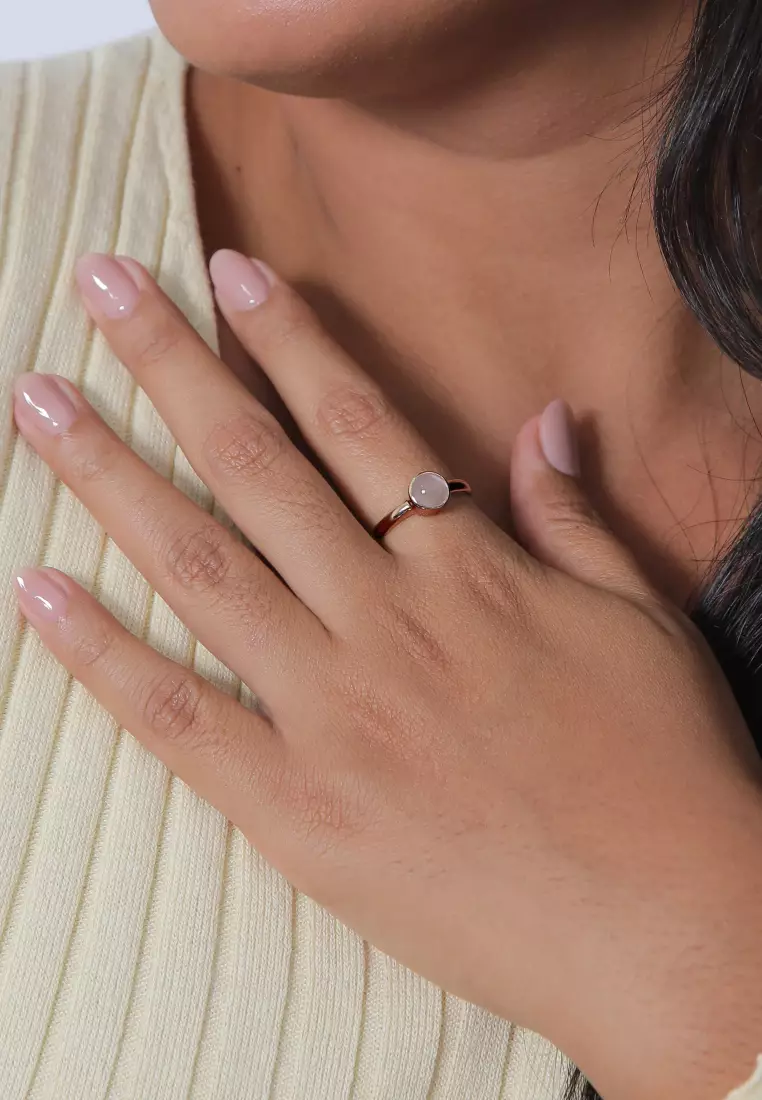 Cincin Perhiasan Perak 925 Wanita Moonstone Rose Rosegold Plated