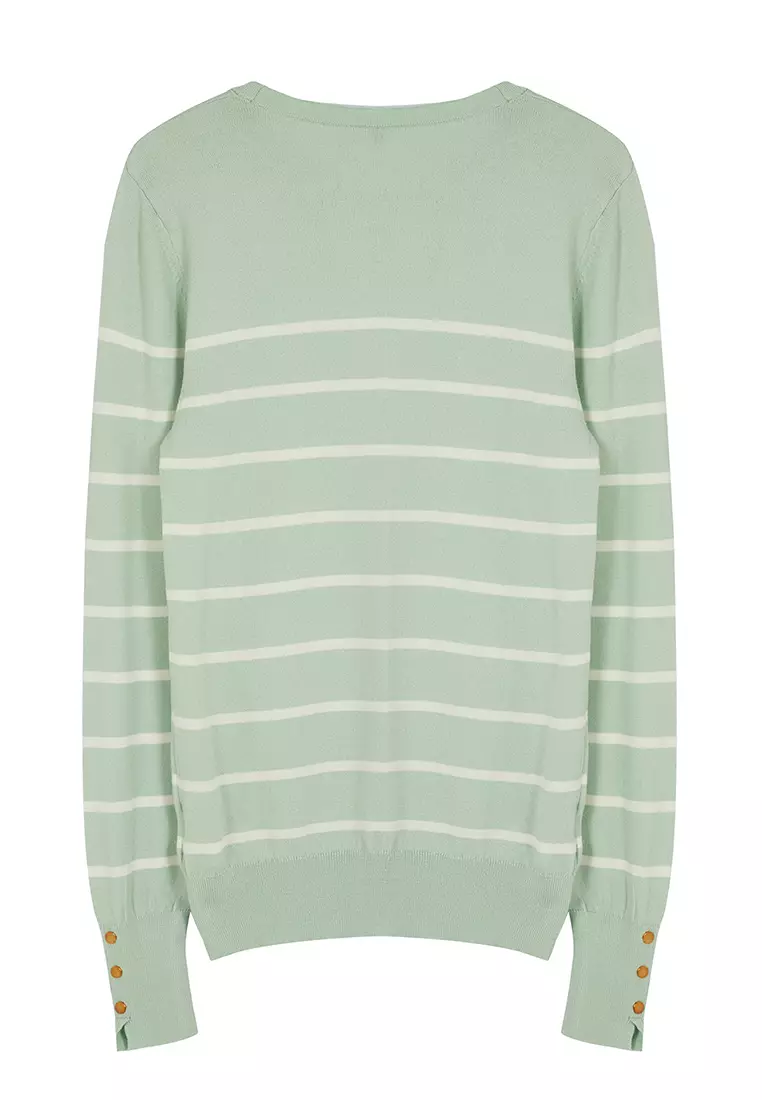 Mint Mercerized Look Premium Yarn / Special Yarn Striped Knitwear Sweater TWOAW23KZ01693