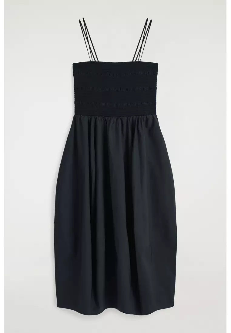 SMOCKED MIDI DRESS