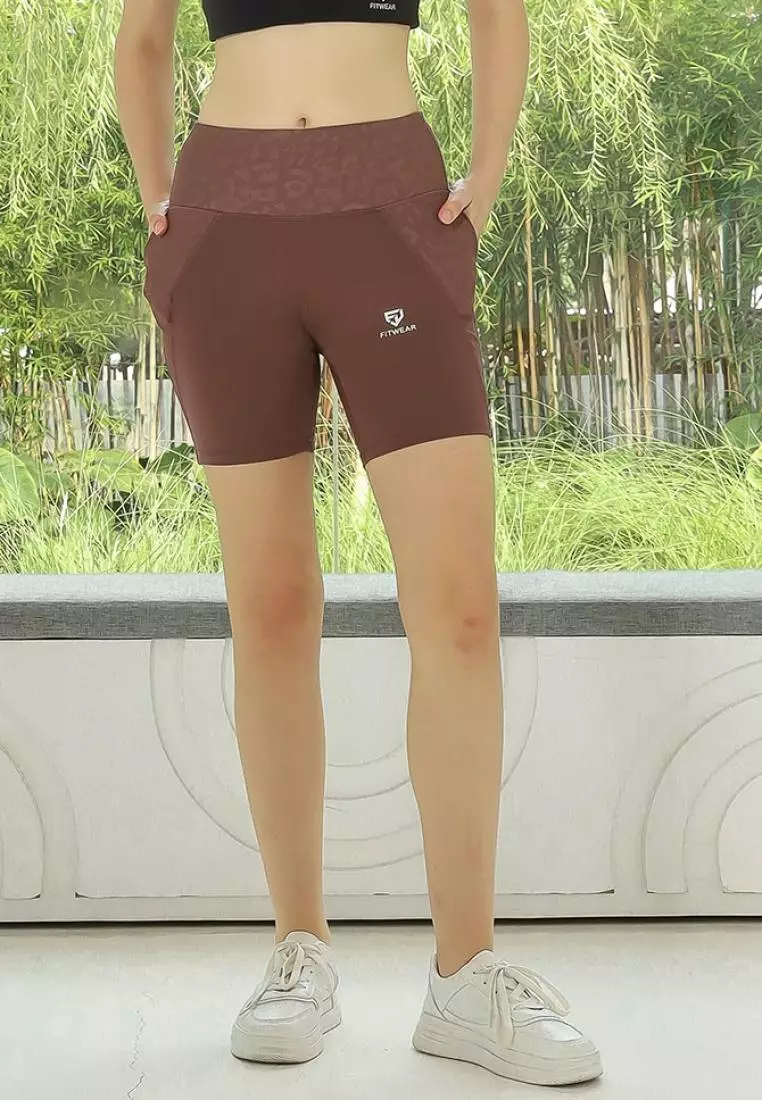 Fitwear - Legging / Celana Pendek Olahraga VEXANA PRINTED WAIST - CHEETAH BROWN
