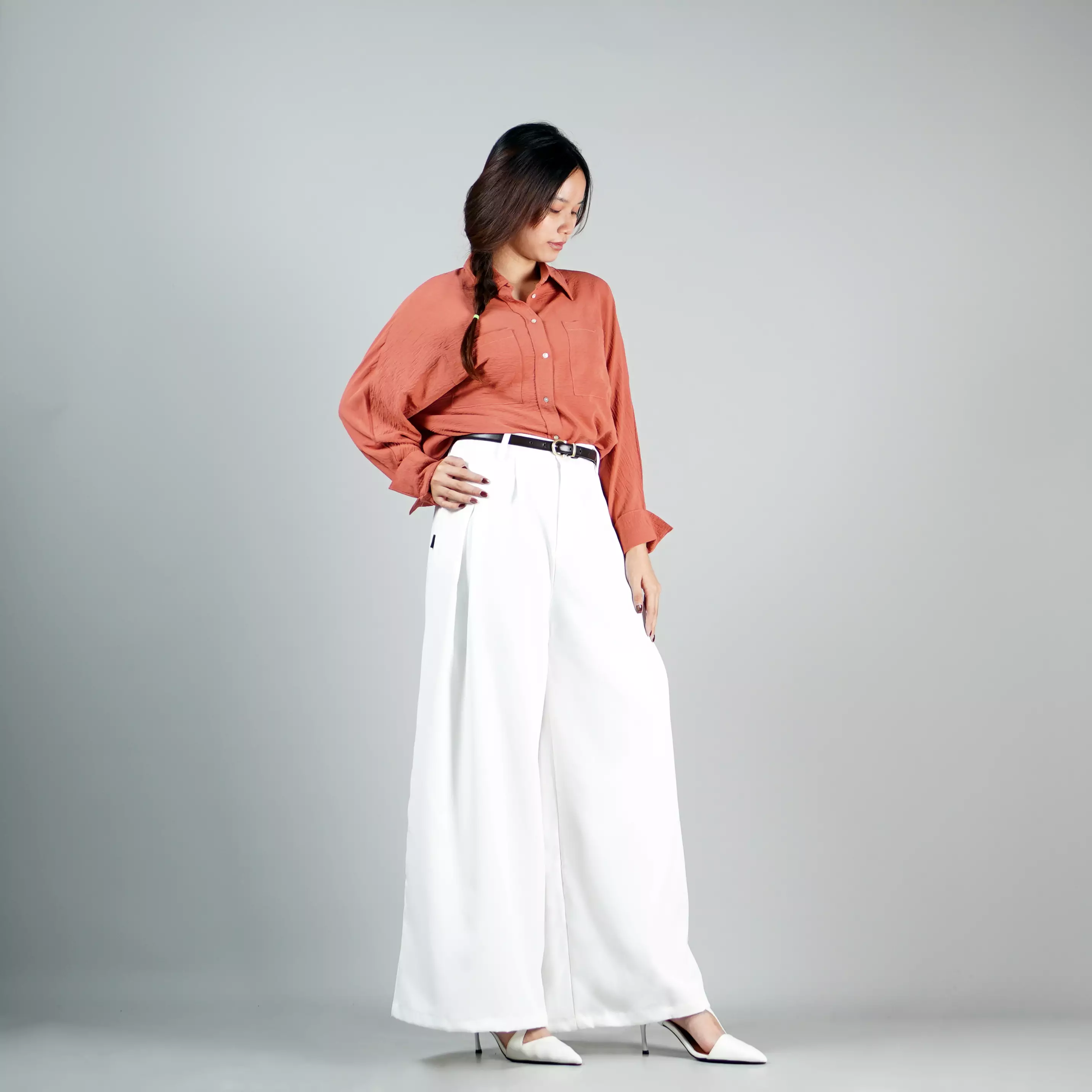 LENA PANTS Cullote Pants Baggy Pants Celana Kulot Baggy Wanita Gaya Korea - PUTIH