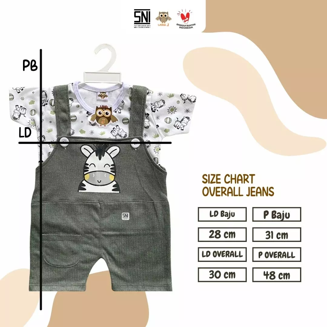Little J - (667 ARMY) Overall Jeans Anak Laki Laki Setelan Baju Kodok Bayi Cowok Motif Zebra Kaos Overall 12-24 Bulan