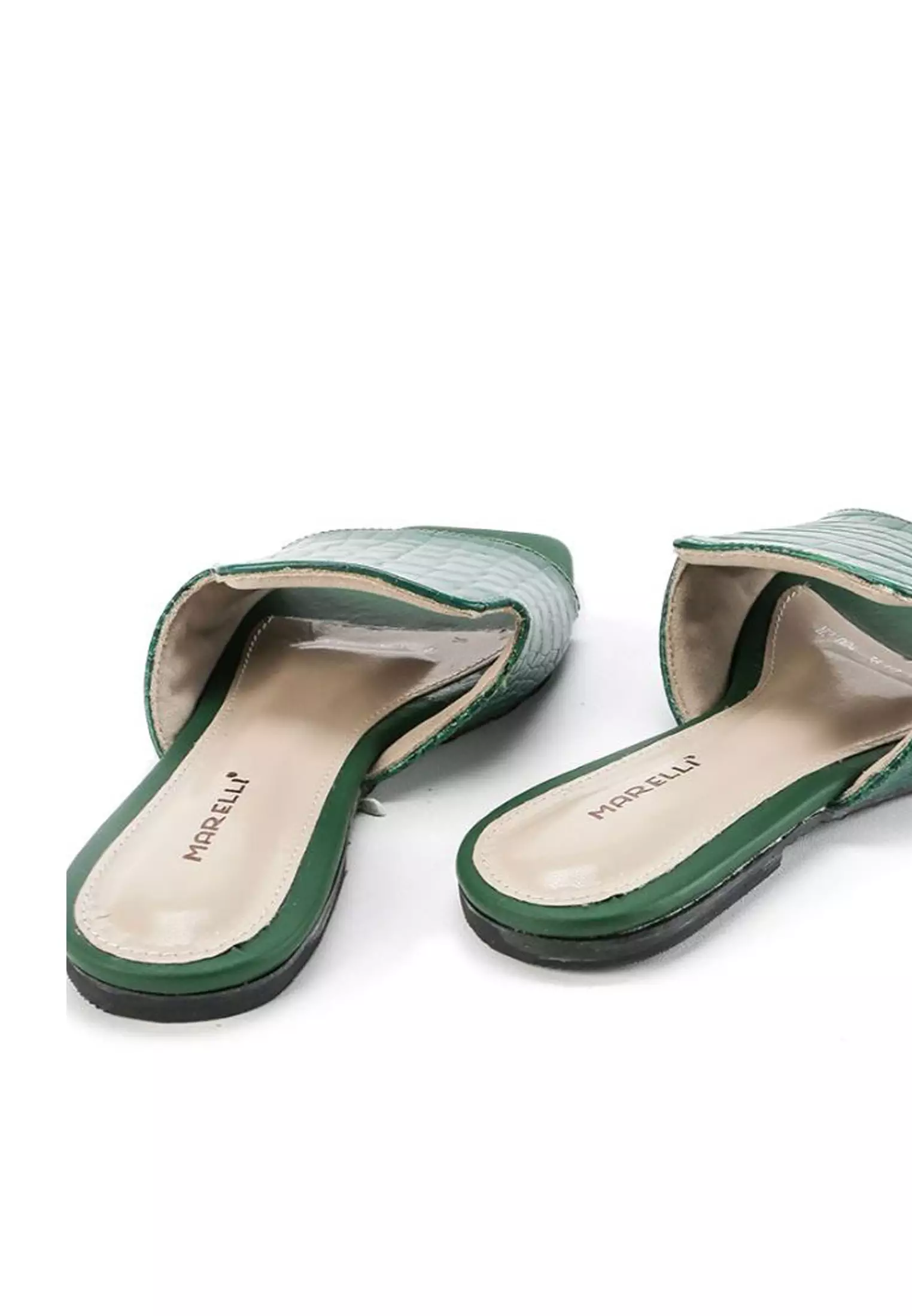 Minerva Sandal mules wanita Flat Slip On - Green