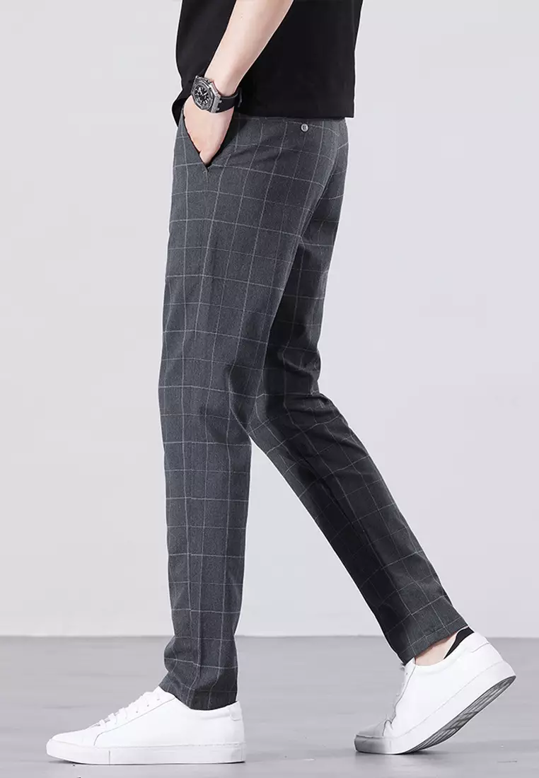 Checked Slim Fit Suit Pants