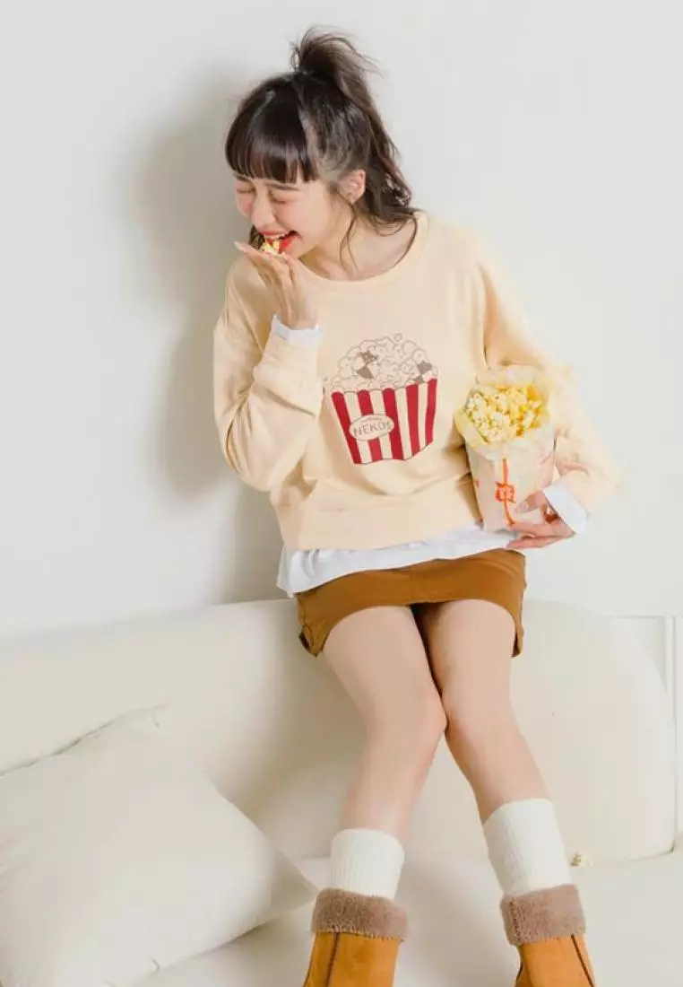 Hand-Drawn Cat Print Cute Top [AB18028]