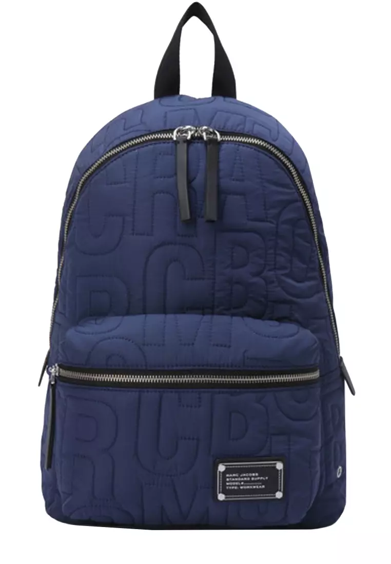 Nylon Jumbled Logo Workwear Backpack Bag in Azure Blue 4S4HBP001H02