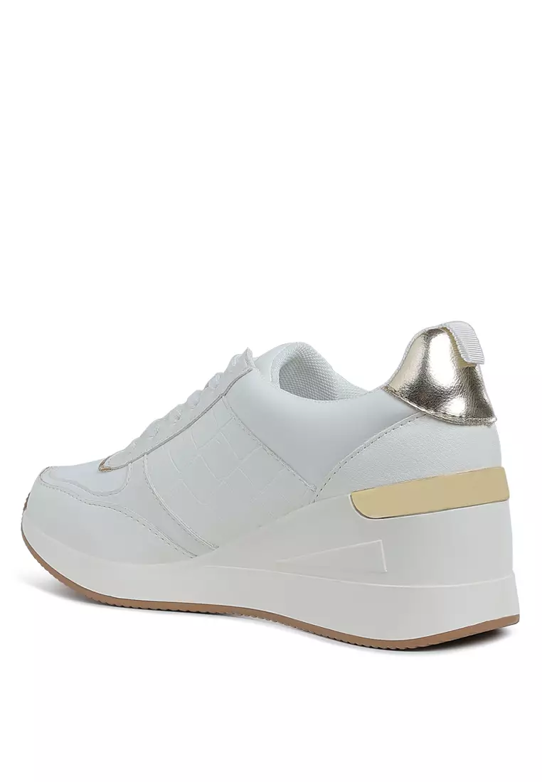 Sepatu Kets Chunky Bertumit Wedges Warna Putih